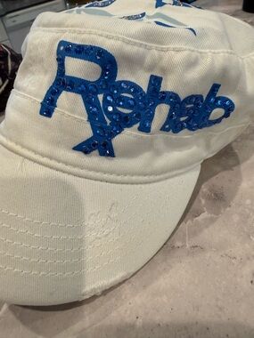 Rocawear White Cap with Blue Embroidered & Sequin Accents